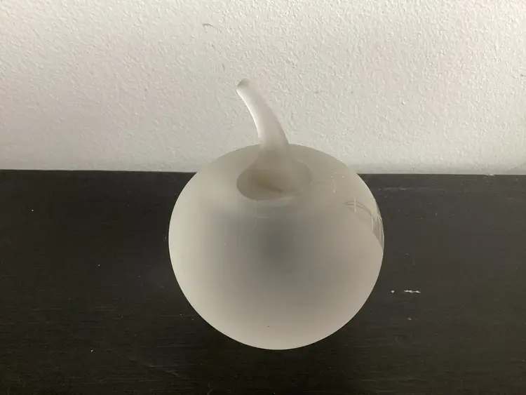 3416-Vintage Frosted Glass Paperweight, Sweden, 3.25x2.5”