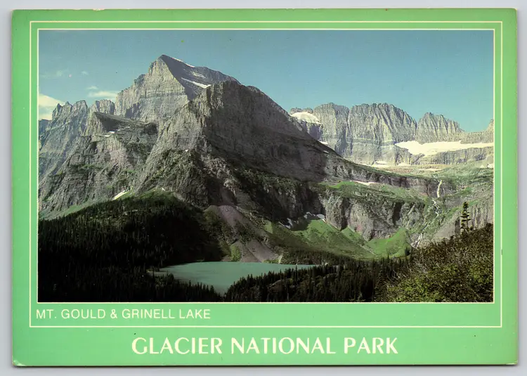 Postcard Mt Gould and Grinell Lake Glacier National Park Montana Geology