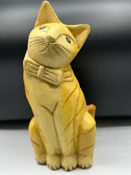 Whimsical Pottery Tabby Cat with Bowtie 11” H