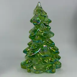 Iridescent Green Apple Mosser Art Glass Tree 8” Giddy Up Gala