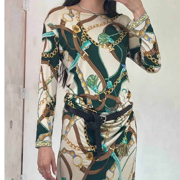 Domani dress Hermès-style print