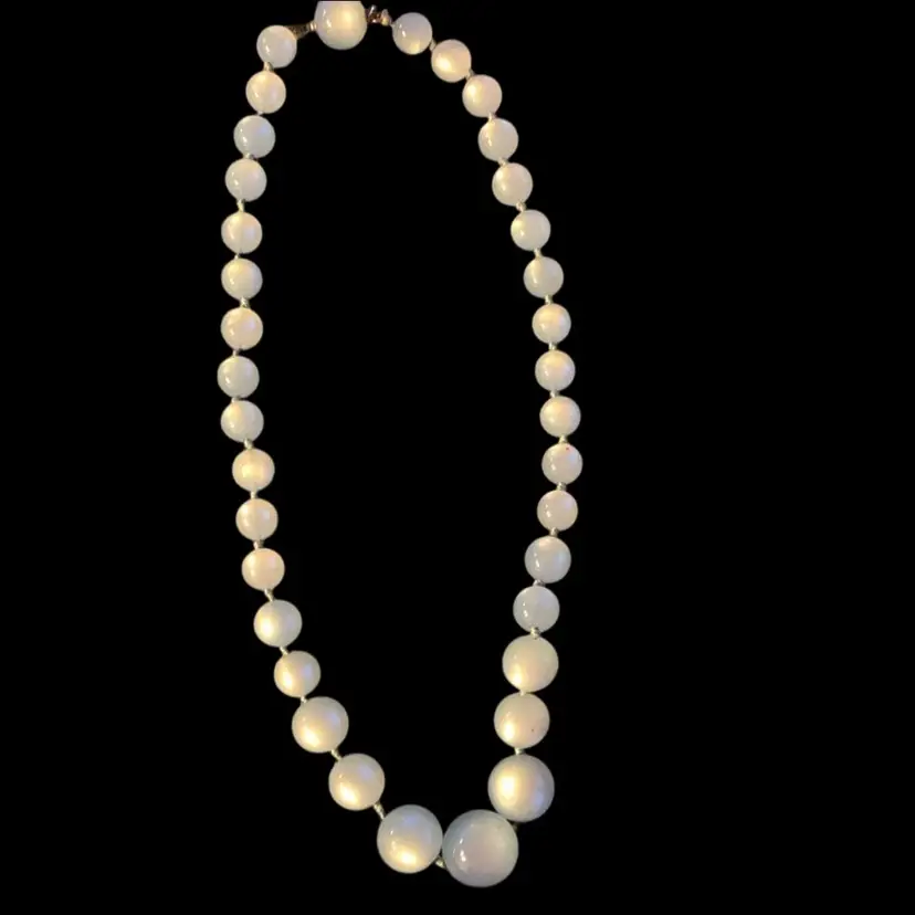 #01 Light Blue Moonglow Lucite Graduated Beads Necklace With Hidden Clasp