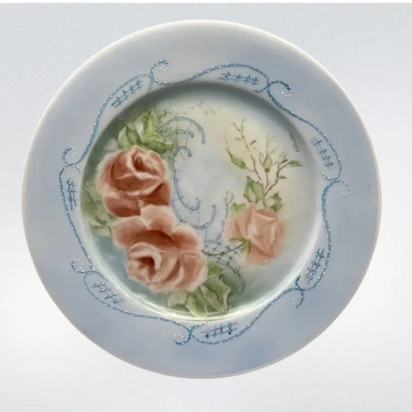Vintage Johann Seltmann Vohenstrauss Porcelain Plate Hand Painted Roses Signed