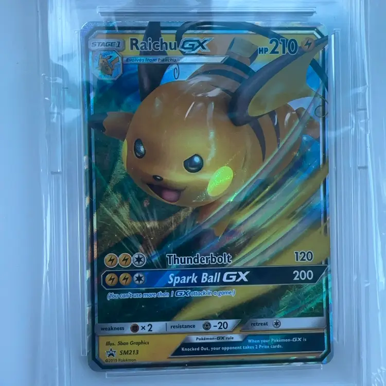 Custom Slab Raichu GX SM213 Hidden Fates Pokémon Card Display Case Full Art