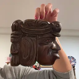 Wooden Bust Folk Art Wall Decor 5.5”