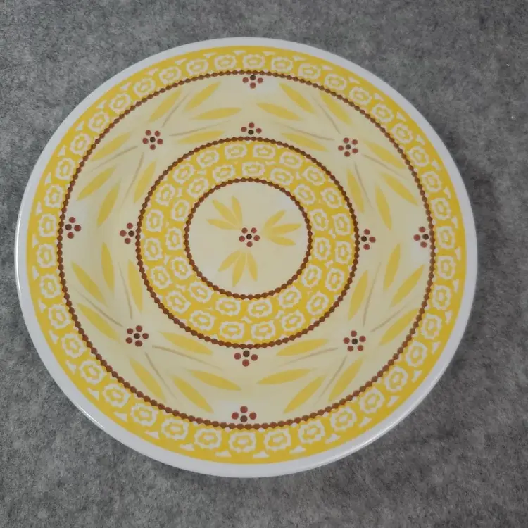 Temptations by Tara Old World Yellow 10-1/2 Inch Melamine Dinner Plates Set of 8