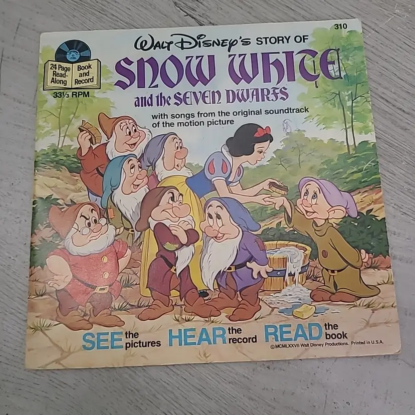 Walt Disney Snow White Read Along Book NO Record 310 1977 Vintage
