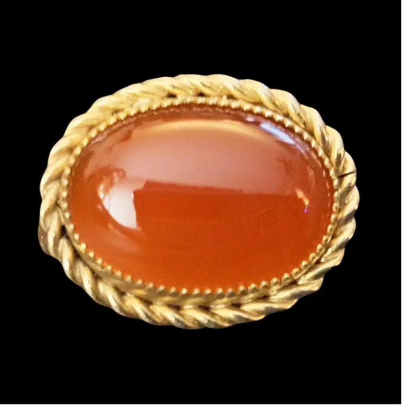 Carnelian 12/20 GF Brooch Signed