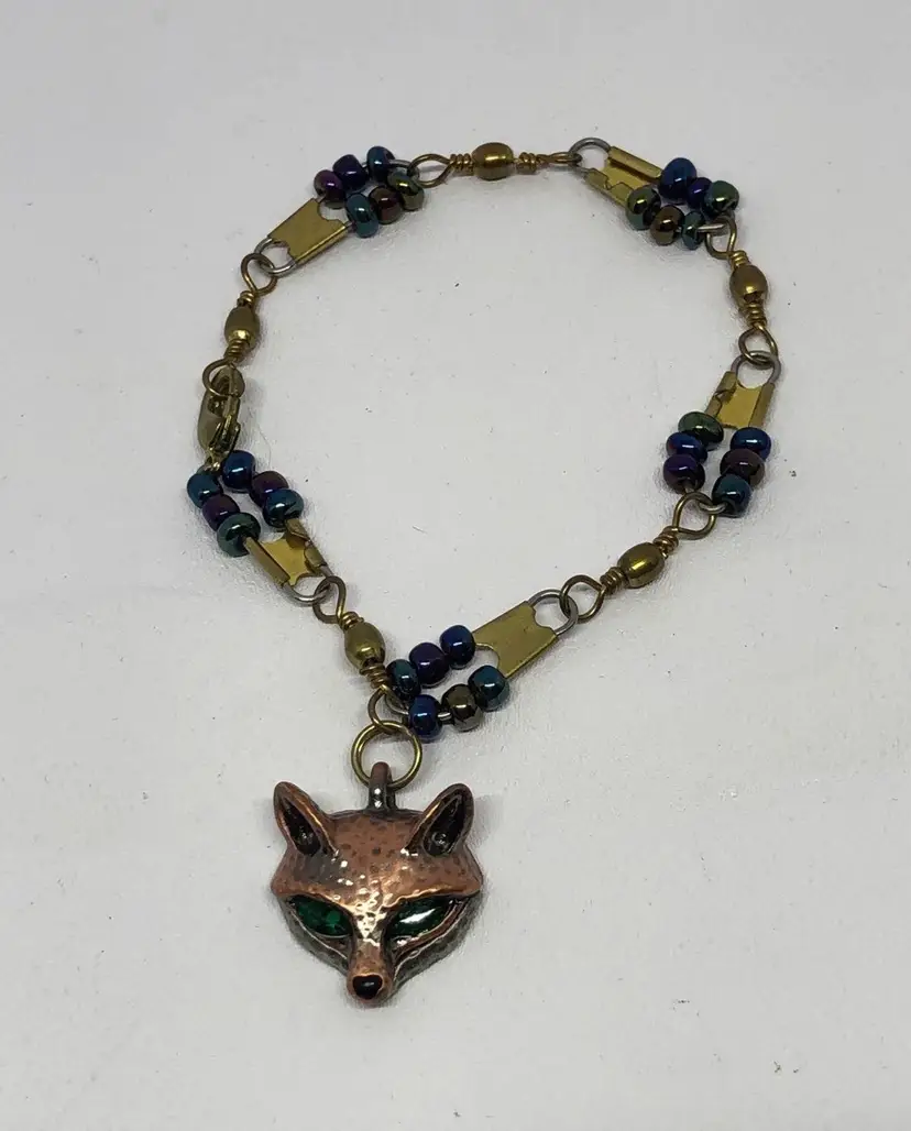 Hand-Crafted Bracelet with Fox Charm