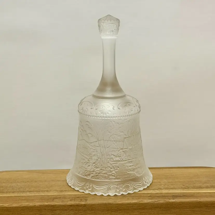 Fenton Winter in the Country Old Gris Mill Satin Glass Bell