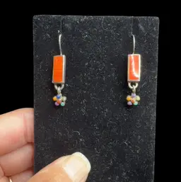 Sterling Silver Spiny Oyster Flower Dangle Earrings