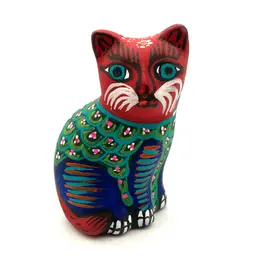 20 - Hand Painted Cat Figurine Made In Mexico