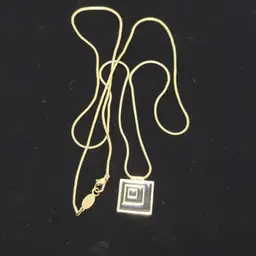 Liz Claiborne Gold Tone Snake Chain Necklace Geometric Square Enamel Pendant LC