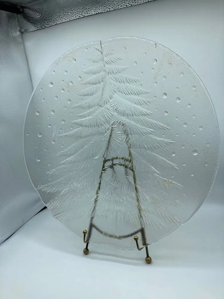 Vintage Mikasa Noel Frosted Hostess Platter Christmas Tree Snow Plate -S1