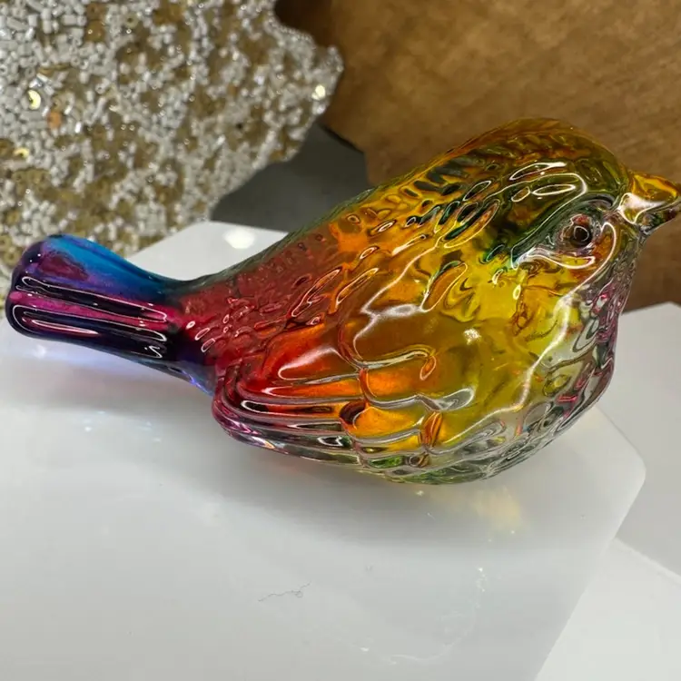 One Mini Colorful Crystal Bird Figurine - 3'' inches