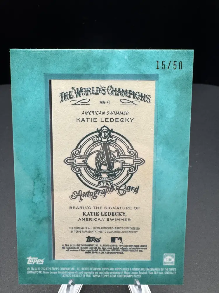 Katie Ledecky 2024 Topps Allen & Ginter Olympic Swimmer Framed Mini On-Card Auto #15/50
