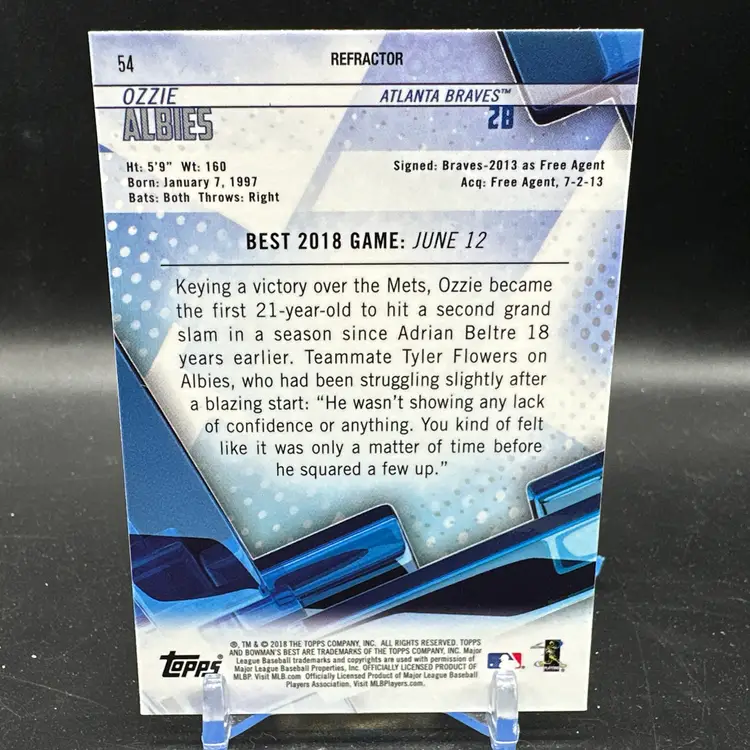 Ozzie Albies ROOKIE REFRACTOR 2018 Bowman's Best Atlanta Braves MLB