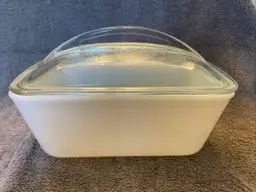 Vintage Westinghouse Milk Glass Loaf Pan Baking Dish with Clear Lid