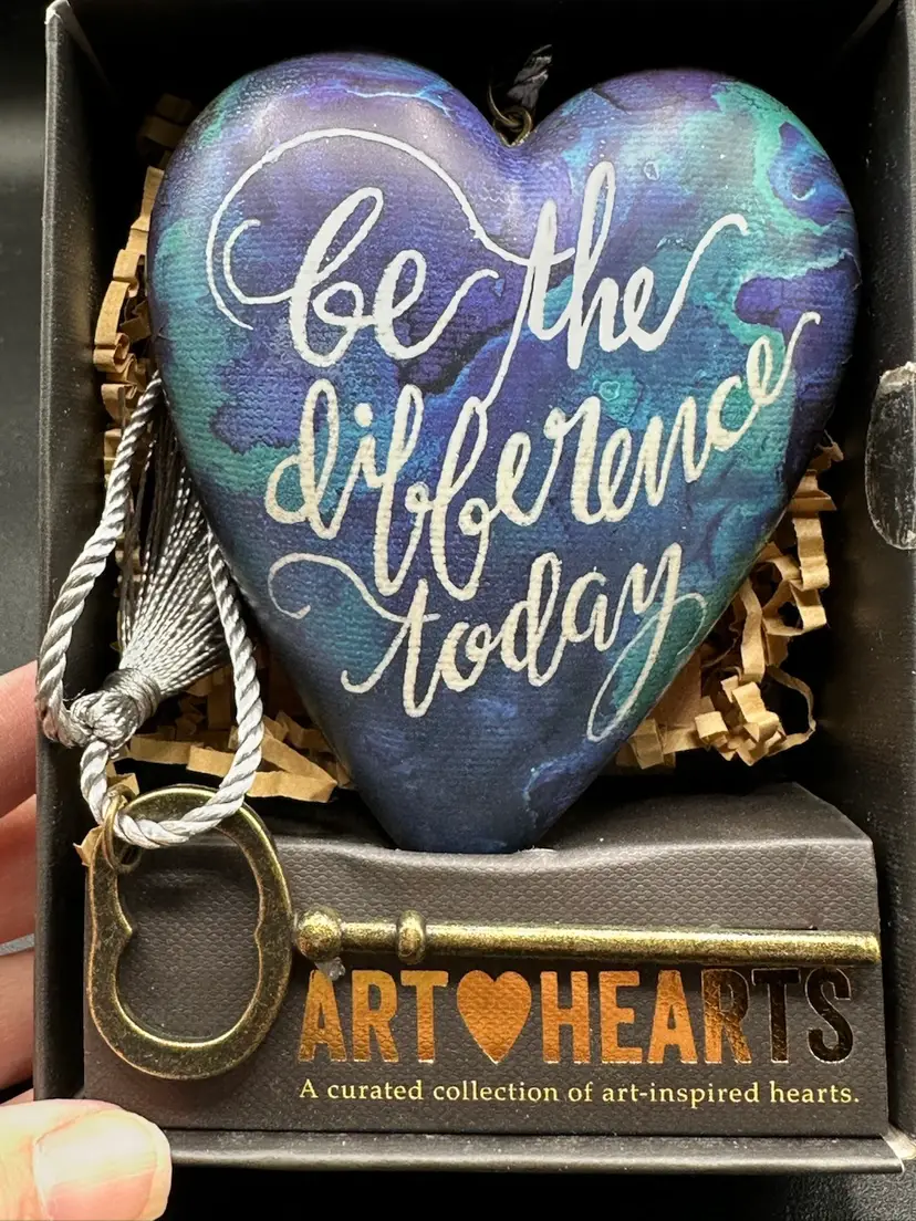Be The Difference Today Heart Shaped Keepsake Decoration, Ocean Blue