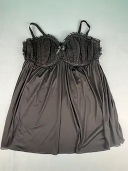 Torrid Black Babydoll Lingerie 3X Underwire Padded Cups Mesh Flowy Chemise