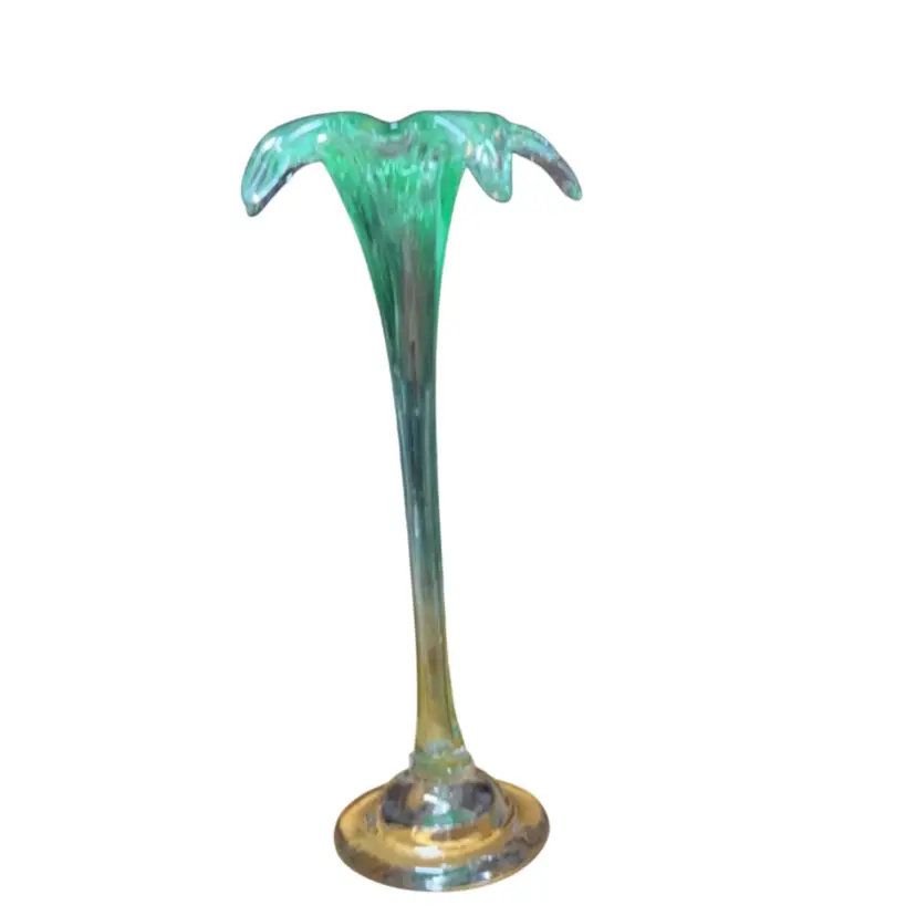 Green Flower Vase Hand Blown