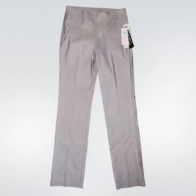 Tribal Sz 8 Pull On Stretchy Gray Pants Waist Laid Flat 15” Inseam 31” Faux Back Pocket NWT