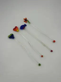 Swizzle Sticks/Drinker Stirrers Hearts, Flower, Fish Set-4