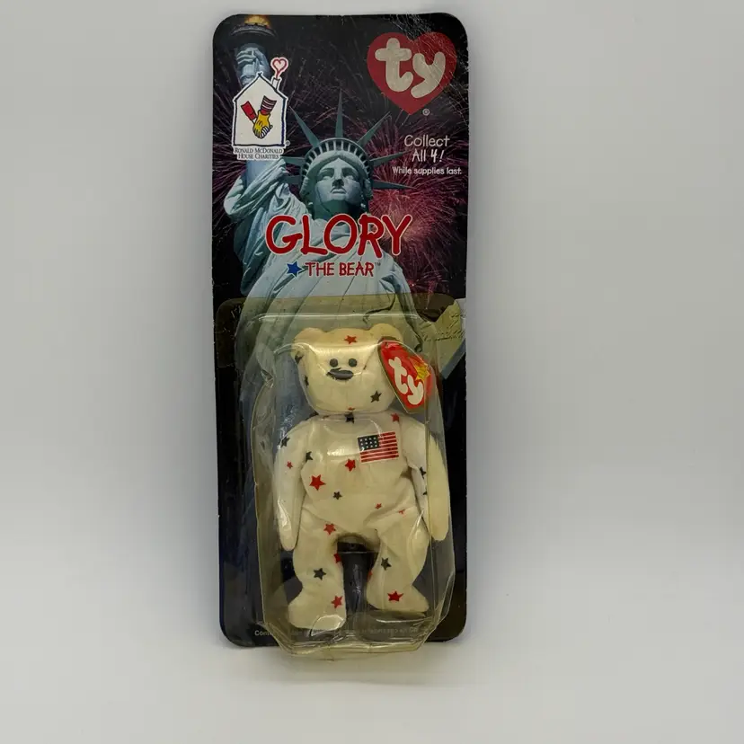 (Rare) Vtg. McDonalds “Glory The Bear” Patriotic Beanie Baby 1993/1999 Tag Error