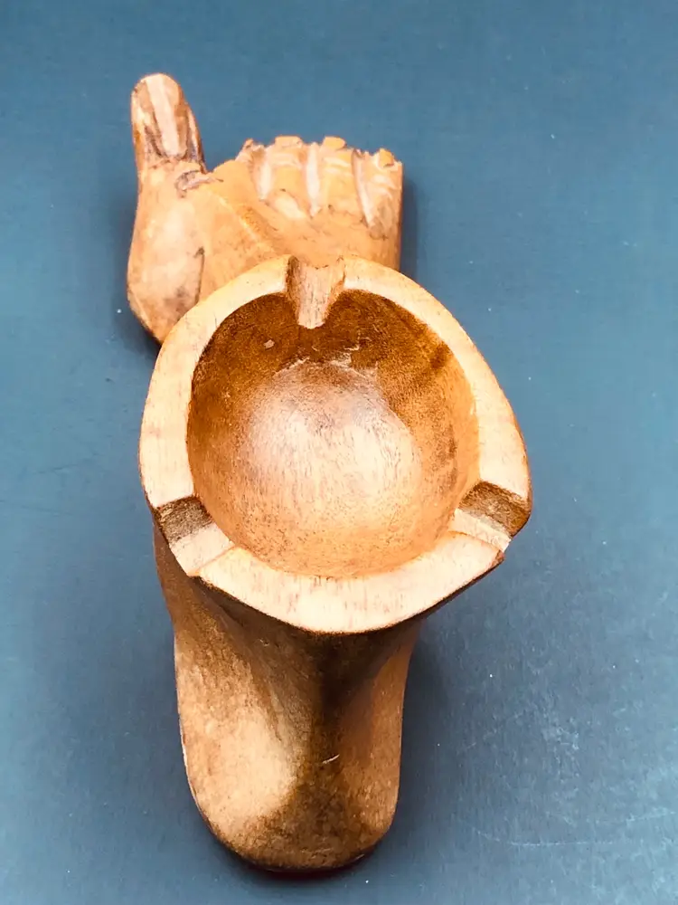 Wood Carved Weirdo Foot Ashtray