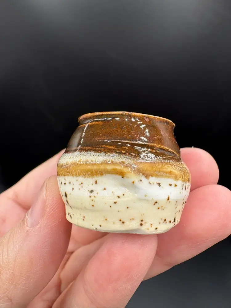 Made By Me - Copper And Spotted Cream Mini Pot 1” Controlled Chaos Pottery