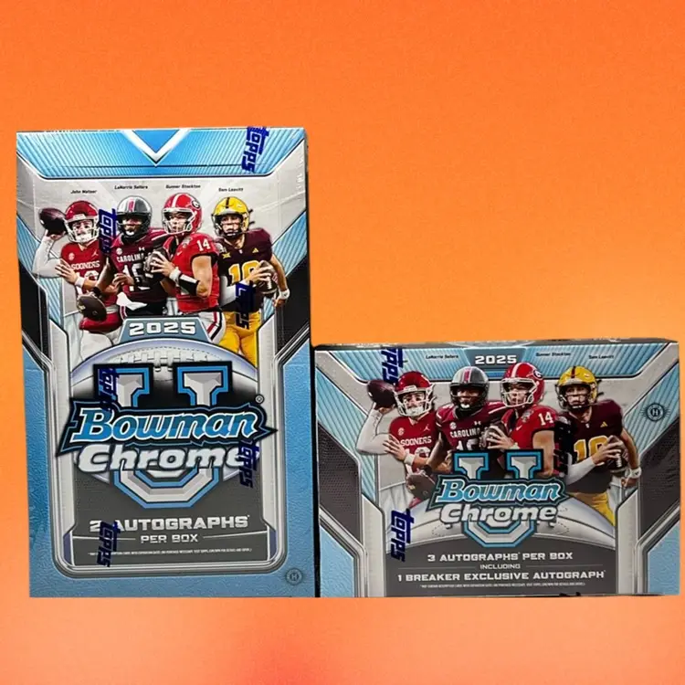 2025 Bowman Chrome University Football Dual Case (1 Hobby, 1 Delight, 22 Boxes!) Pick Your Team Live Rip #1 MBB1656
