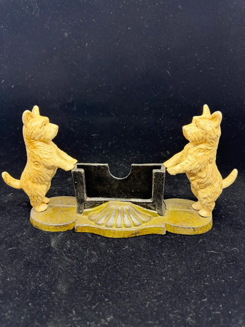 Vintage Cast Iron Cairn Terrier Scottie Business Card Holder 12”