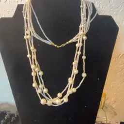 Trifari Multi Strand Pearl Necklace 24 Inches Long