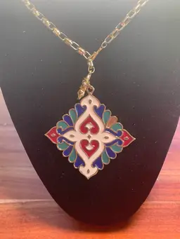 Vintage Vendome Enamel Medallion Necklace