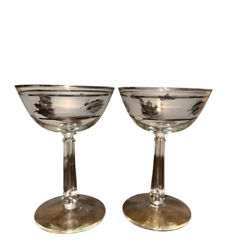Libby Silver Leaf Frosted Coupes