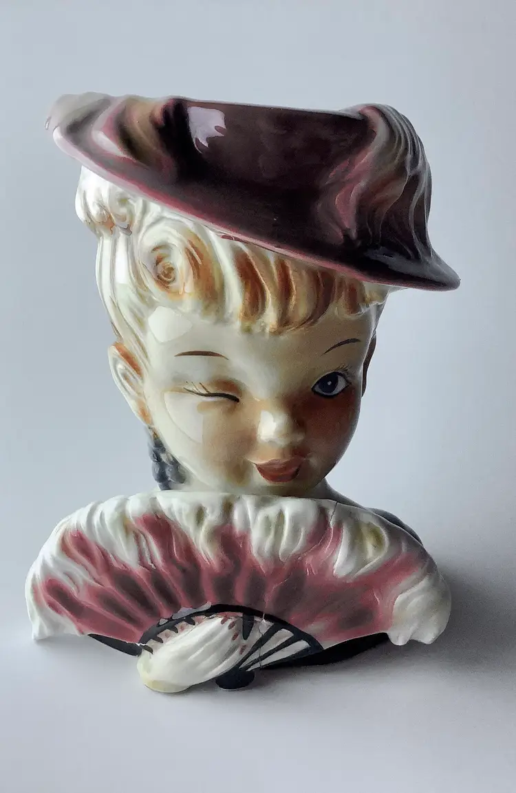 Vintage Ceramic Ladies Head Vase 1960s