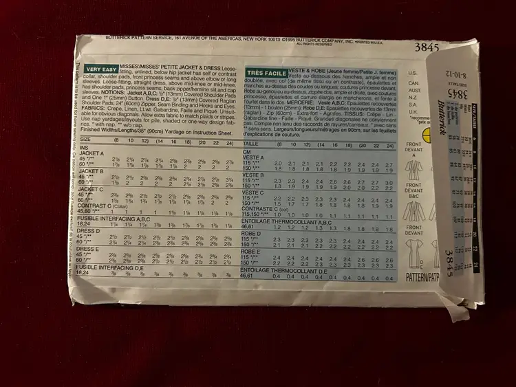 Vtg Butterick Pattern 3815 Misses Petite Jacket & Dress Uncut FF