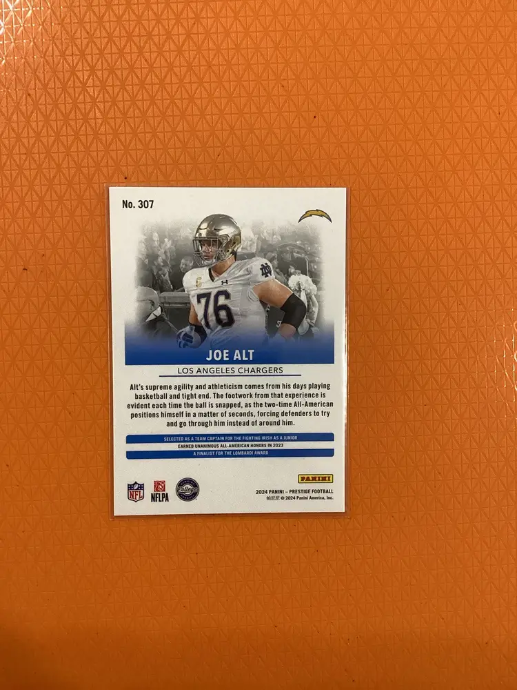 Joe Alt RC Rookie 2024 Panini Prestige #307 Los Angeles Chargers Football Card