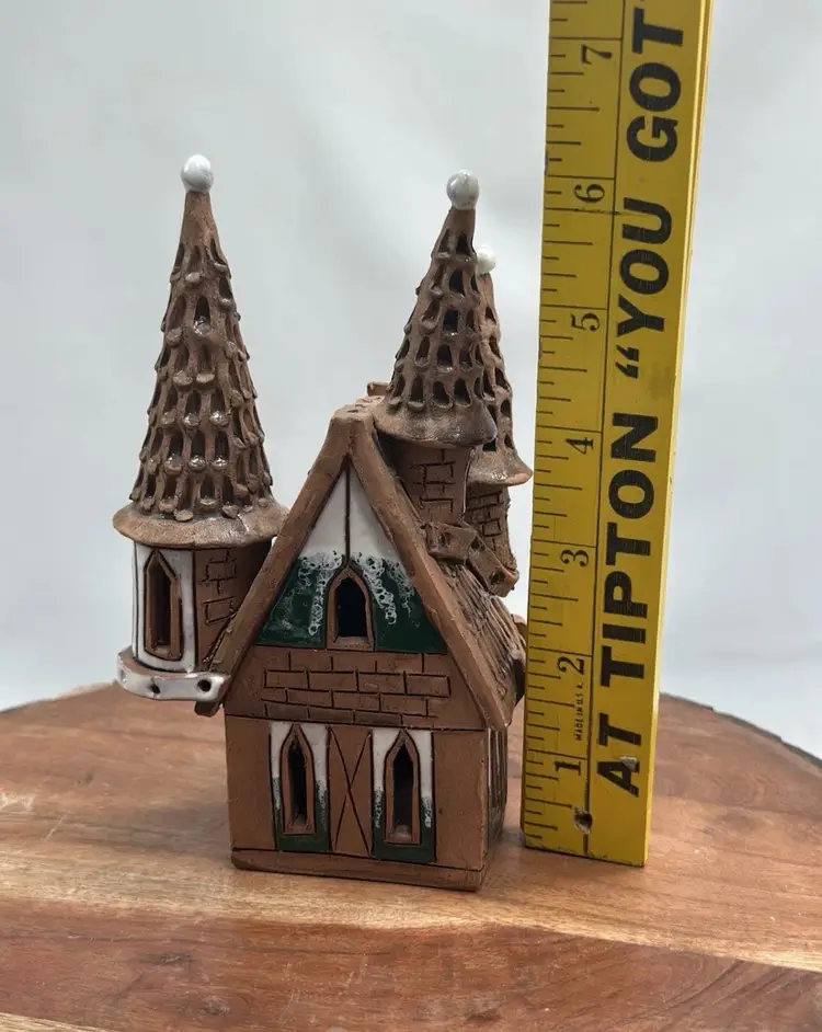 Lithuanian Clay Pottery House Tea Fairy Light Cottage Folk Art