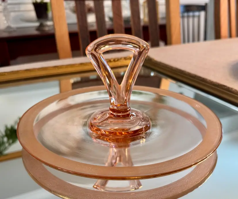 Pink Depression Glass Tidbit Tray