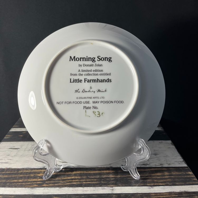 Danbury Mint 8” Little Farmhands Collector Plate- Morning Song