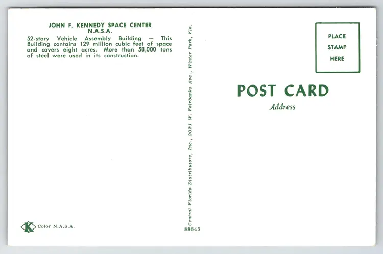 Postcard Aerial View of Vehicle Assembly Building John F Kennedy Space Center NASA Florida Astronomy