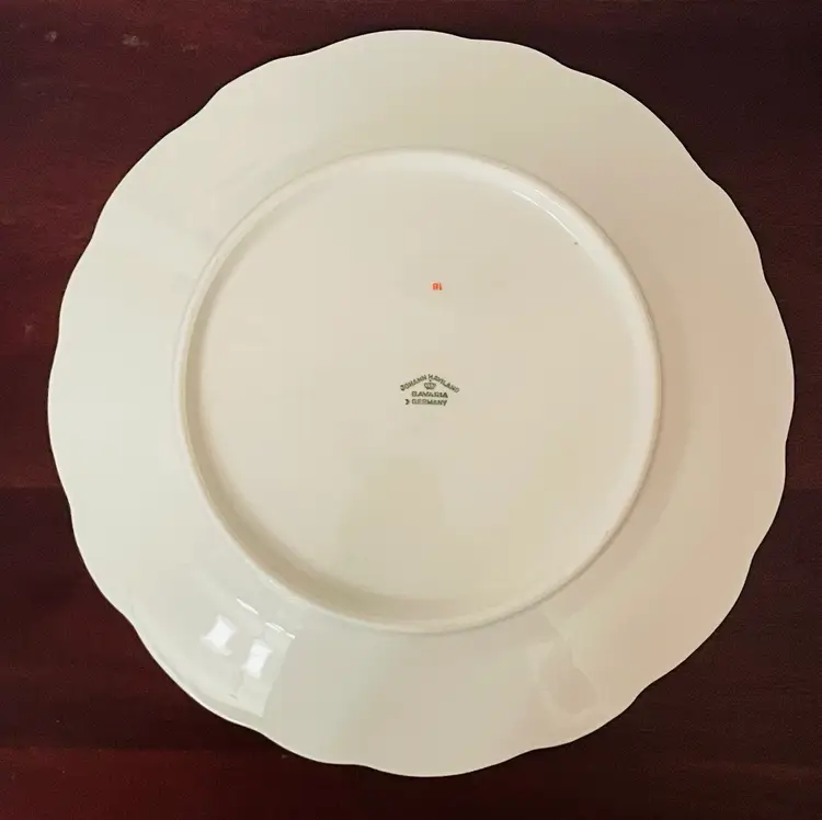 Johann Haviland Bavaria Floral Salad Plates Set of 3 Beige Rose Gold Trim Vintage Porcelain 8.5 Inch