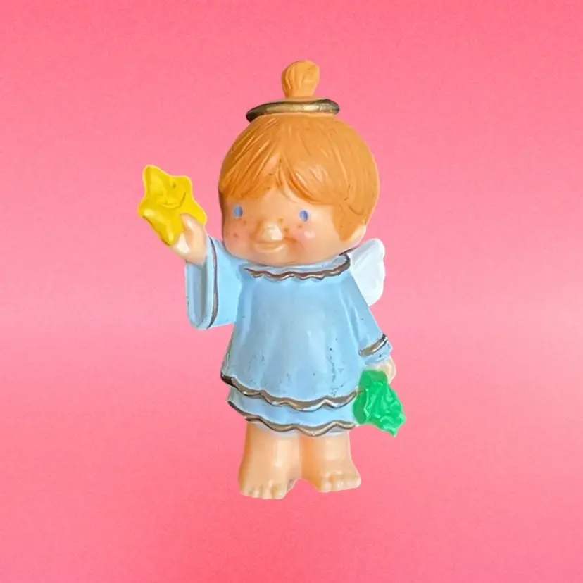 Hallmark Merry Miniatures Katybeth Angel 1986 Christmas Figurine Star Holly VTG