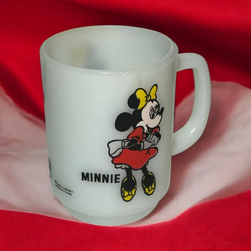 Vtg Minnie Mouse Milk Glass Coffee Cup Mug Anchor Hocking Pepsi Collector Series