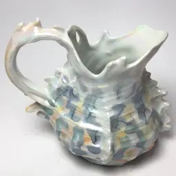 Vintage Royal Bayreuth Bavarian Lustreware Spiky Conch Shell Iridescent Creamer