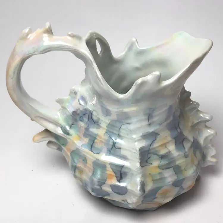 Vintage Royal Bayreuth Bavarian Lustreware Spiky Conch Shell Iridescent Creamer