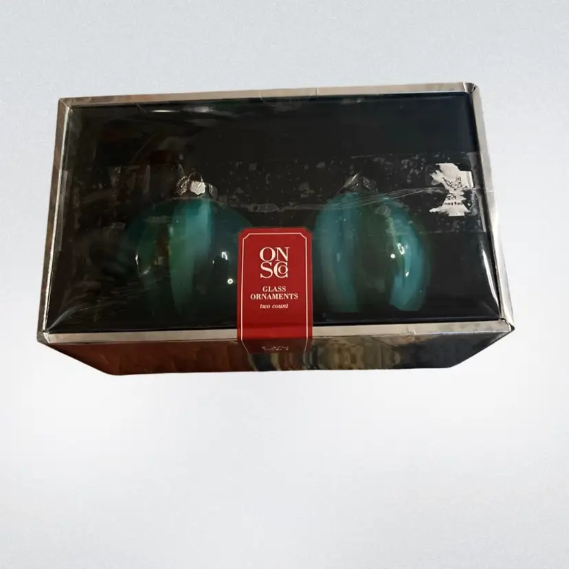 Set of 2 ONSCO Christmas Ornaments 4" Large Glass Balls