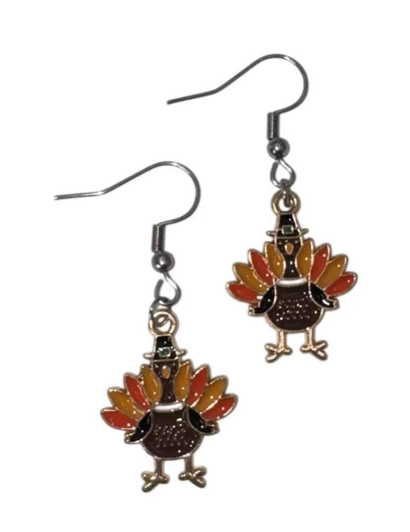 Turkey Thanksgiving Holiday Charm Handmade Dangle/Fishhook Earrings