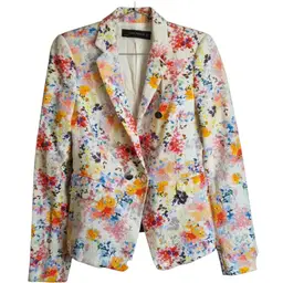 Zara Woman Spain Spring Summer Floral Lined Jacket with Silver Buttons Size XS